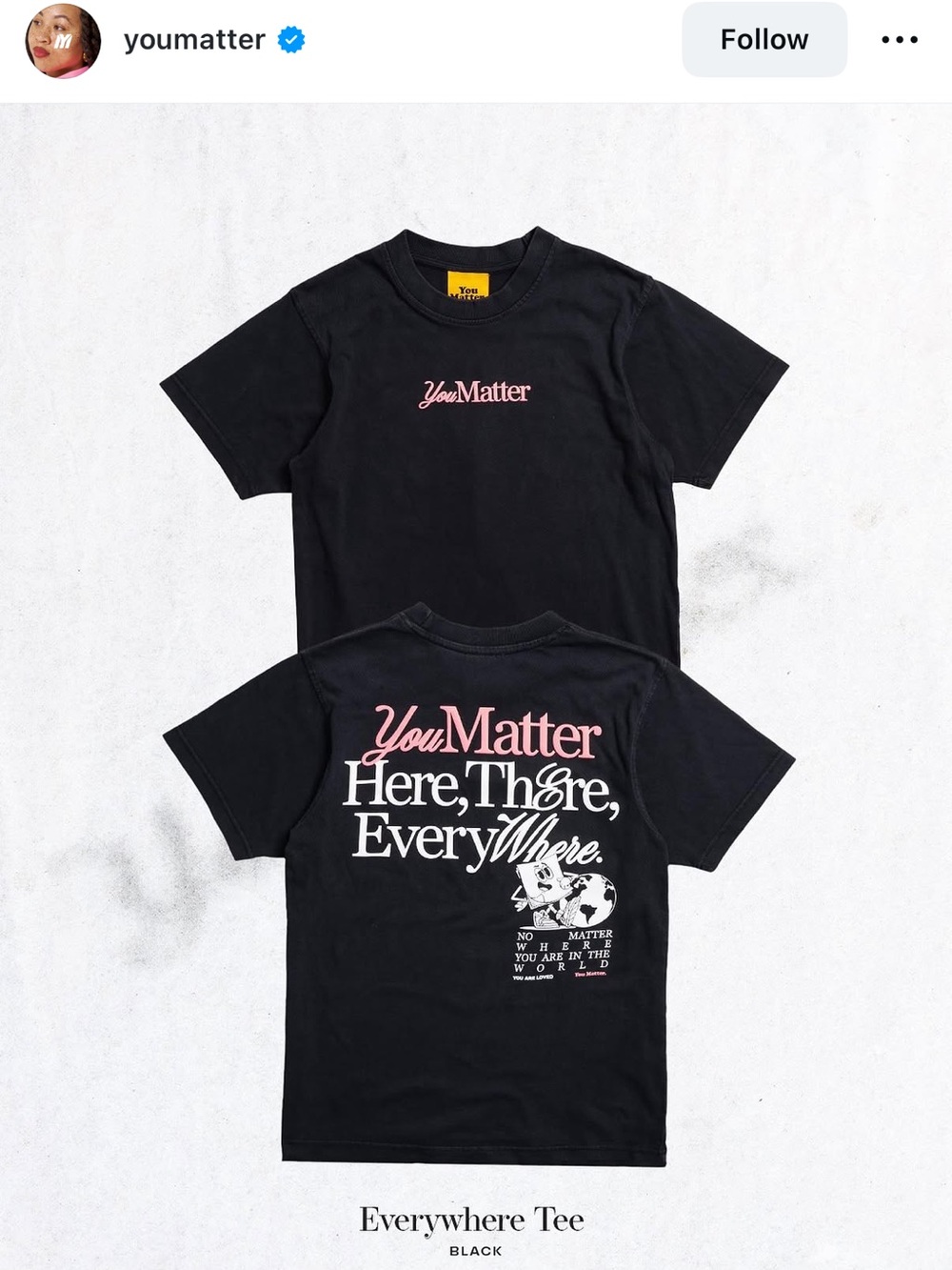 You Matter Black Graphic Tee Re; Mind Collection